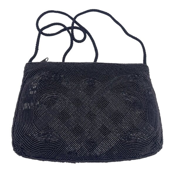 Vintage Jem? Black Beaded Evening Bag With Shoulder Strap - Picture 2 of 5